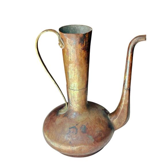Vintage Copper Ewer Pitcher 9” Rustic Boho Decor - Picture 3 of 4